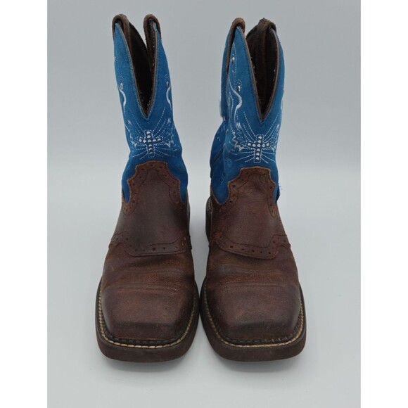 Justin SL9975 Gypsy Rough Out Cross Blue and Brown Western Boot Women's 6B - Picture 5 of 9